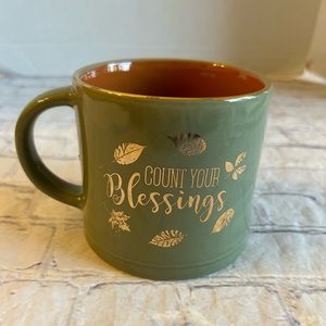 GLOBAL DESIGN CONNECTION COUNT YOUR BLESSINGS SAGE GREEN & GOLD MUG/COFF…